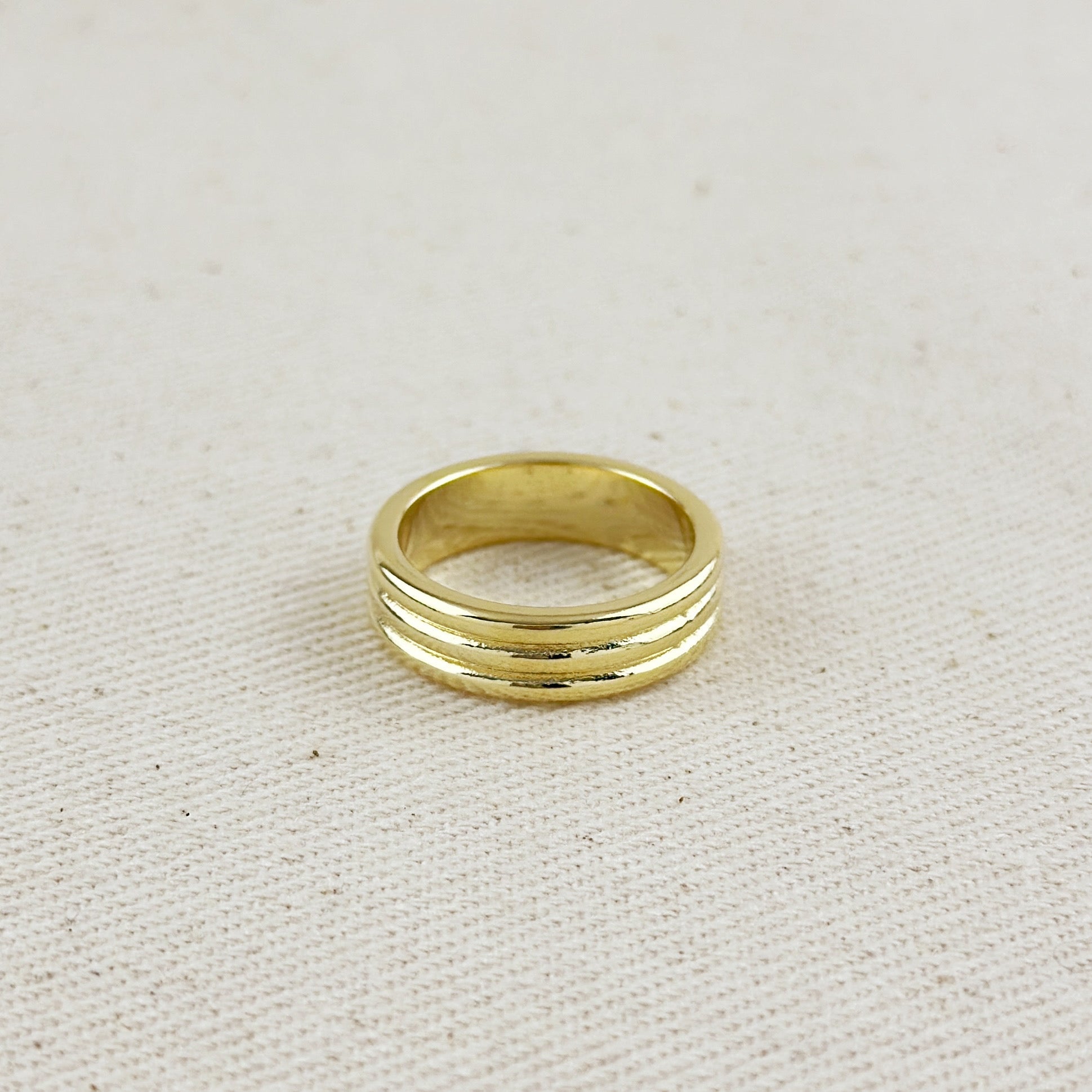 Gold Filled 18k Triple Groove Band Ring