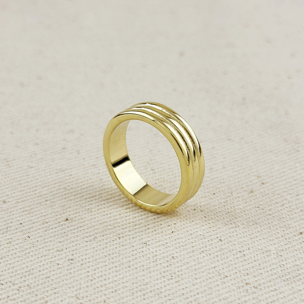 Gold Filled 18k Triple Groove Band Ring