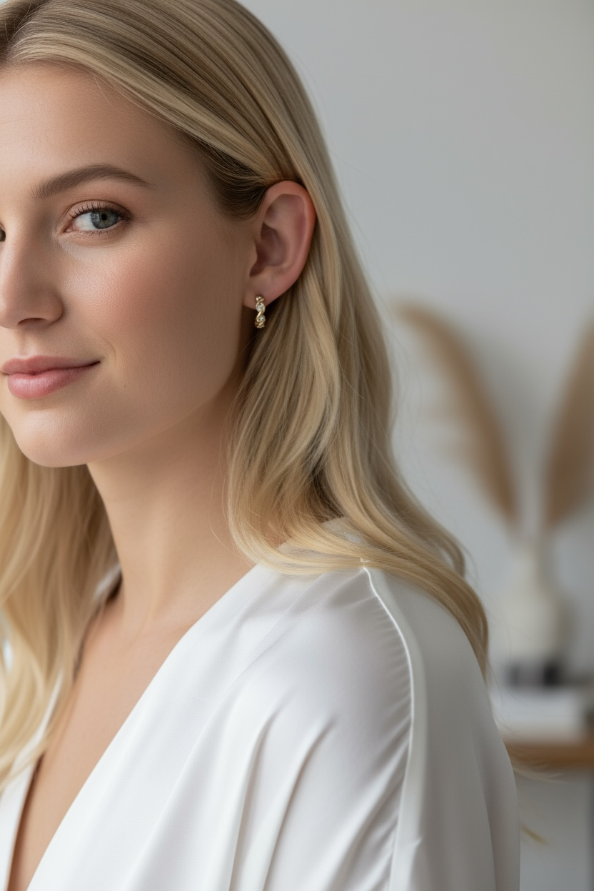 Gold Filled 18k Infinity CZ C-Hoop Earrings