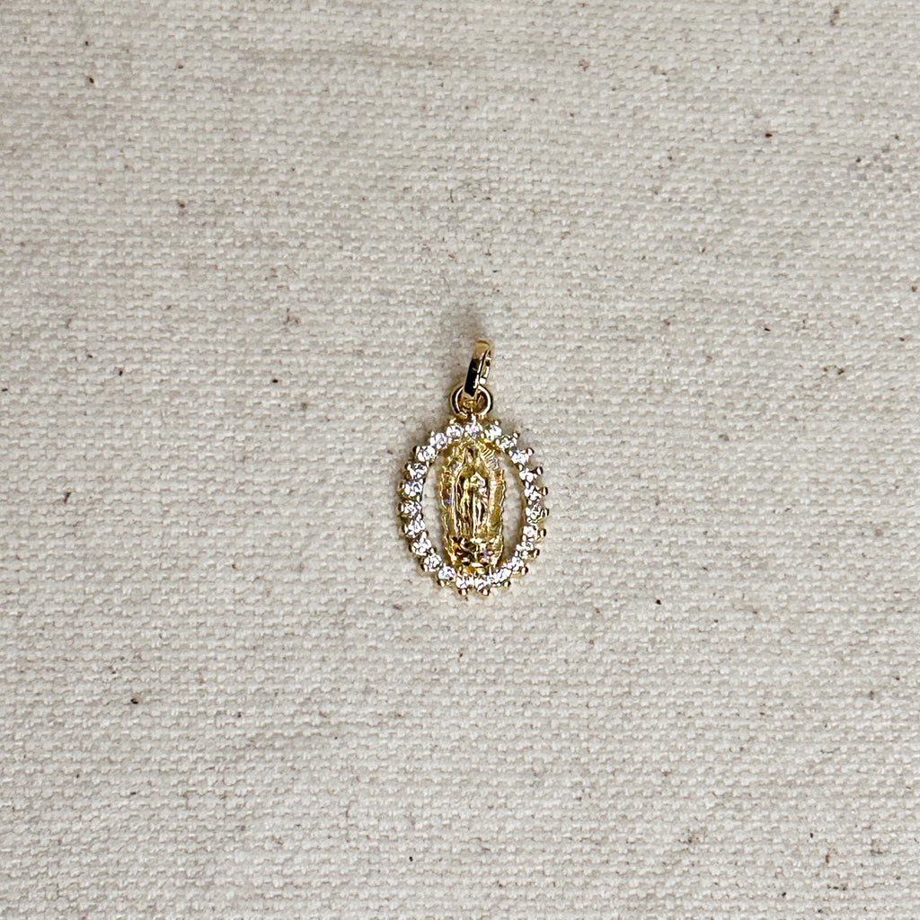 Gold Filled 18k Mini CZ Lady of Guadalupe Pendant