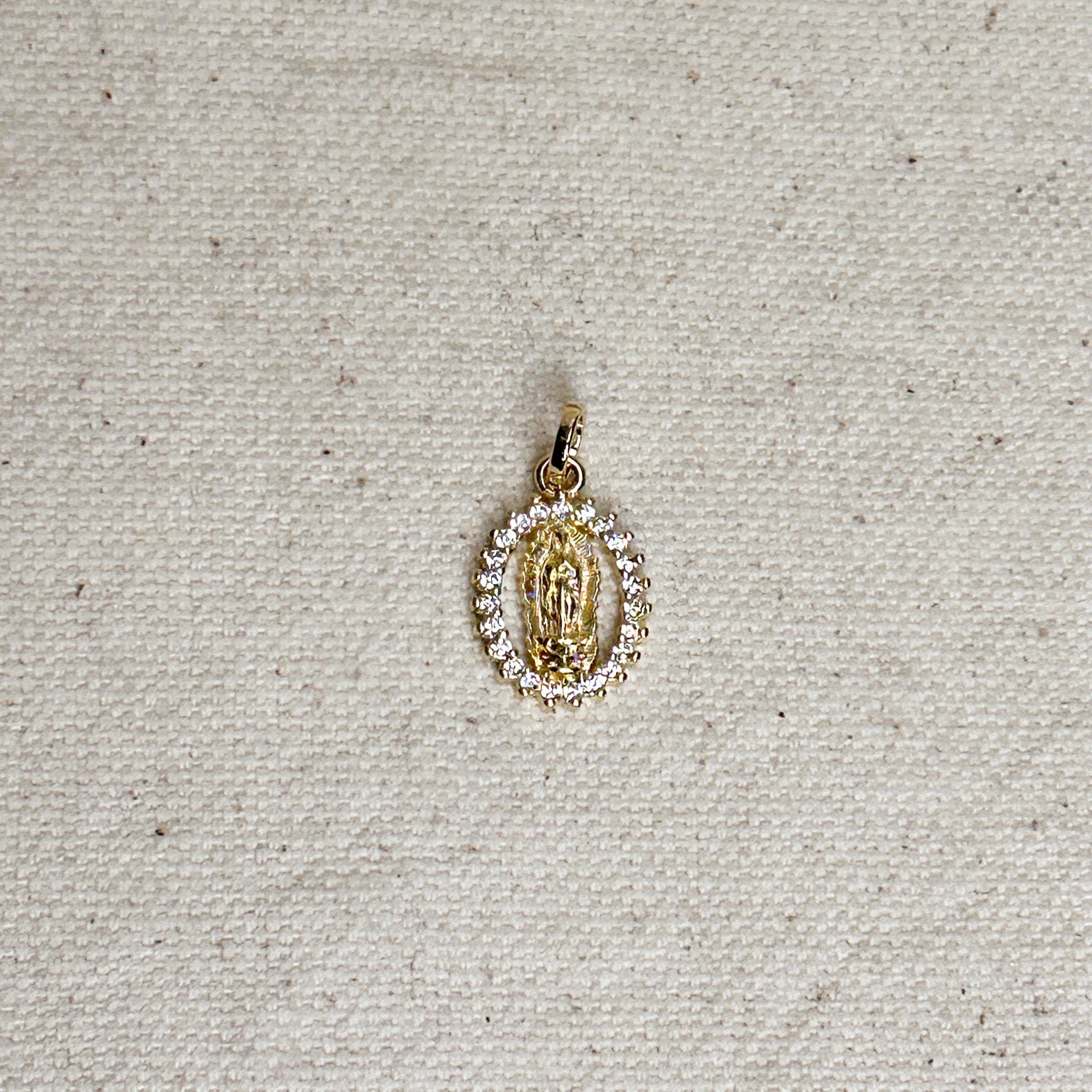 Gold Filled 18k Mini CZ Lady of Guadalupe Pendant