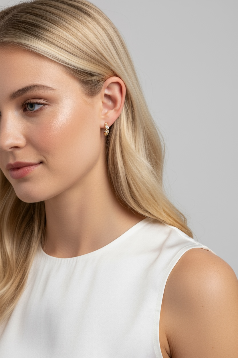 Gold Filled 18k Infinity CZ C-Hoop Earrings