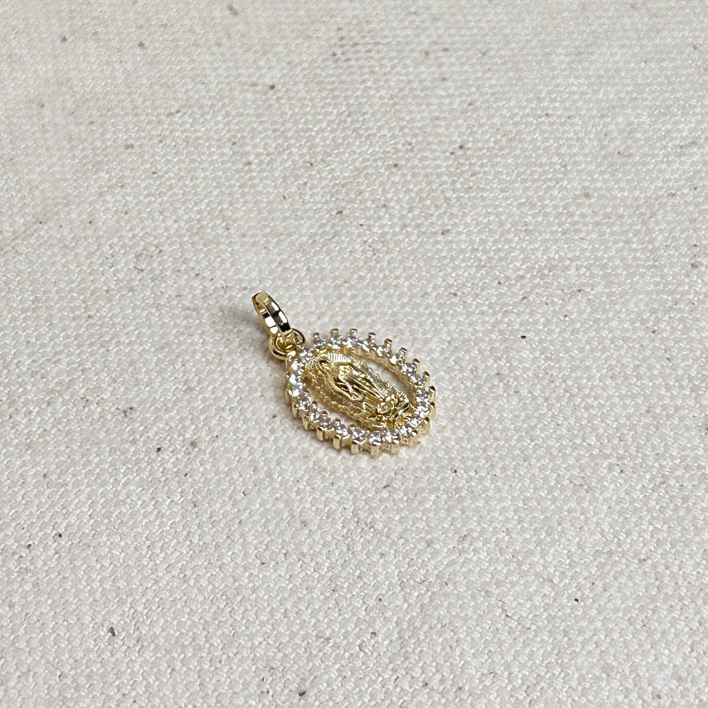Gold Filled 18k Mini CZ Lady of Guadalupe Pendant