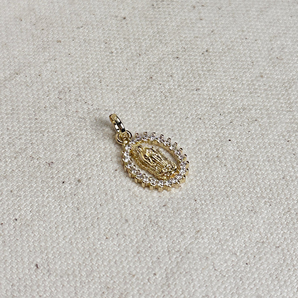 Gold Filled 18k Mini CZ Lady of Guadalupe Pendant