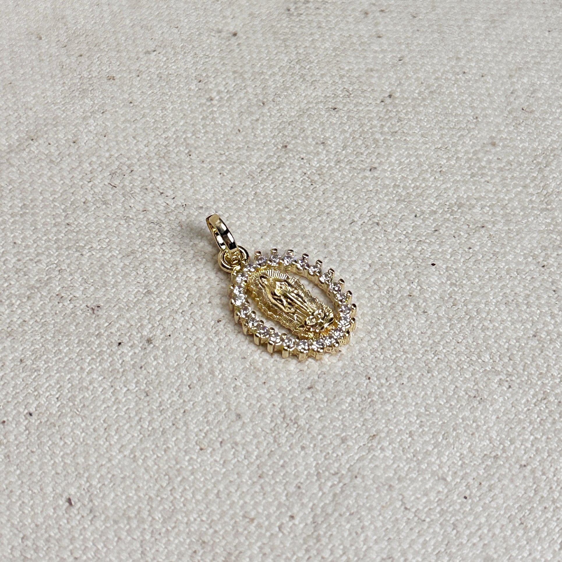 Gold Filled 18k Mini CZ Lady of Guadalupe Pendant