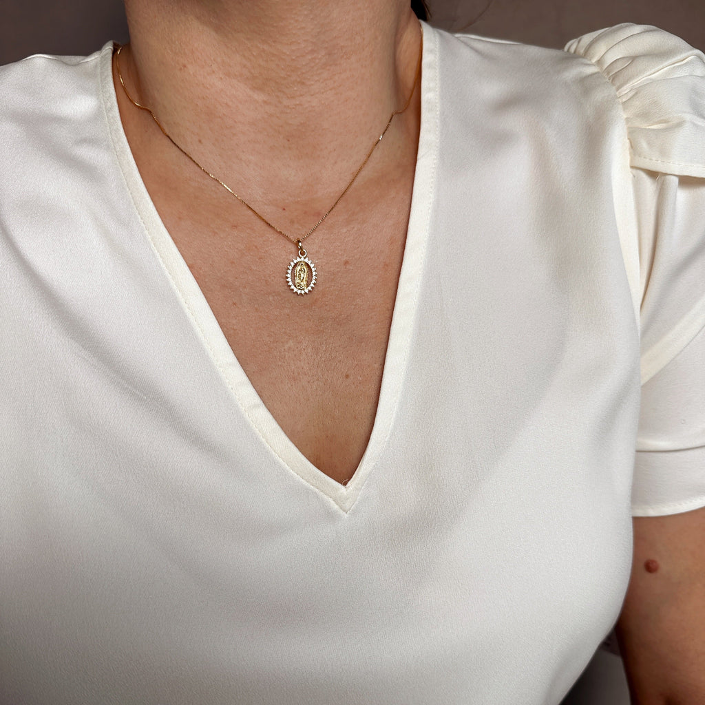 Gold Filled 18k Mini CZ Lady of Guadalupe Pendant