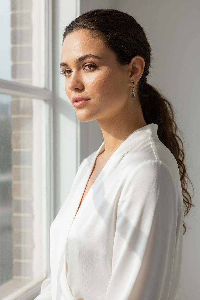 Multicolor Dangling Shapes Earring 18k Gold Filled