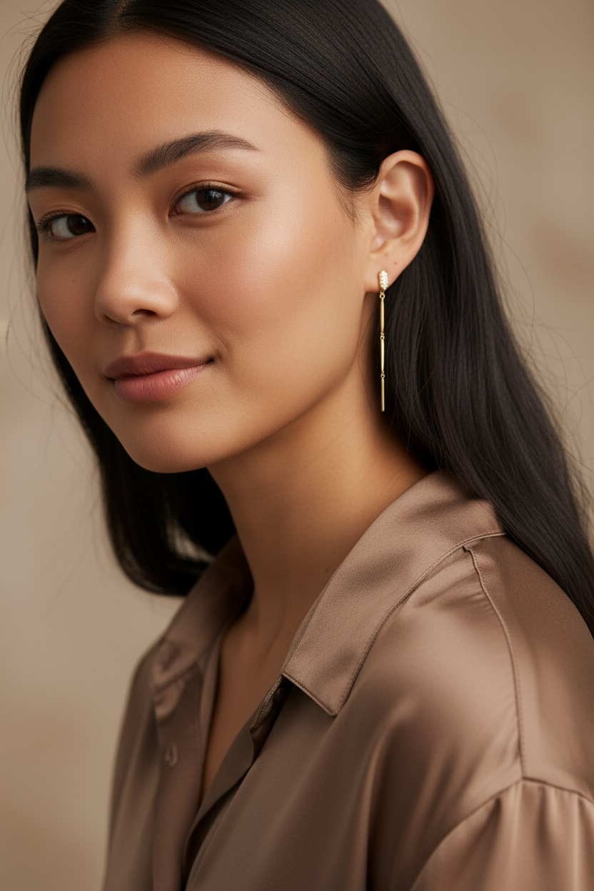 Earrings 18k Gold Filled Straw Drop