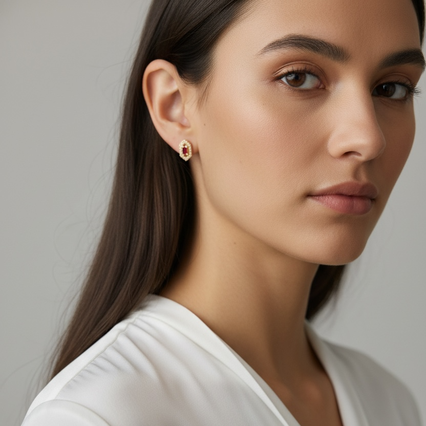 Birthstone Baguette Stud Earrings in 18K Gold Vermeil – Dainty Personalized Gift