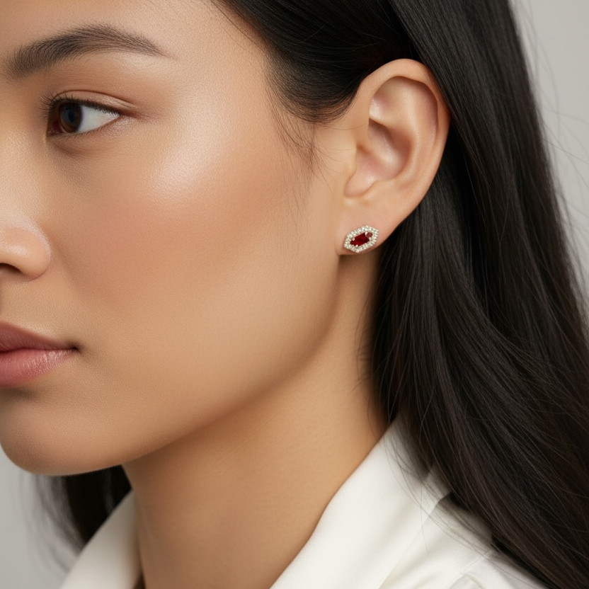 Birthstone Baguette Stud Earrings in 18K Gold Vermeil – Dainty Personalized Gift