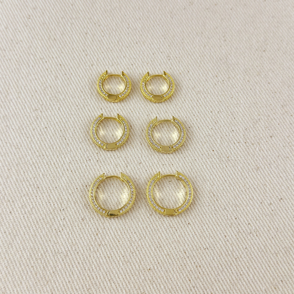 Gold Filled 18k All Around CZ Clicker Hoop Earrings