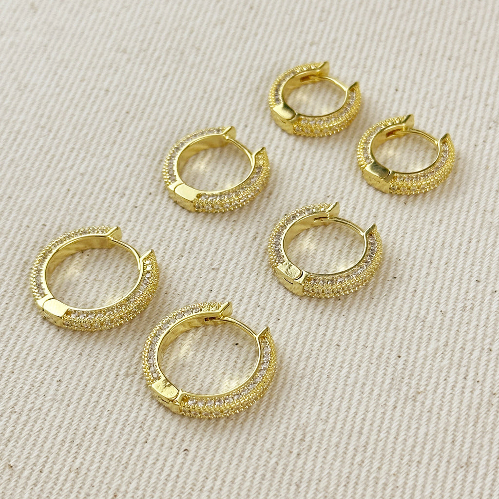 Gold Filled 18k All Around CZ Clicker Hoop Earrings