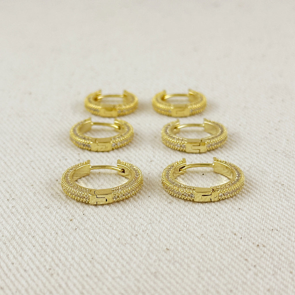 Gold Filled 18k All Around CZ Clicker Hoop Earrings
