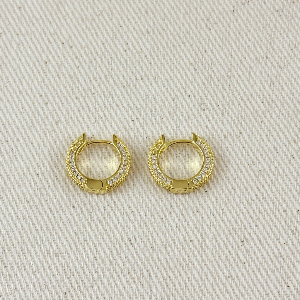 Gold Filled 18k All Around CZ Clicker Hoop Earrings