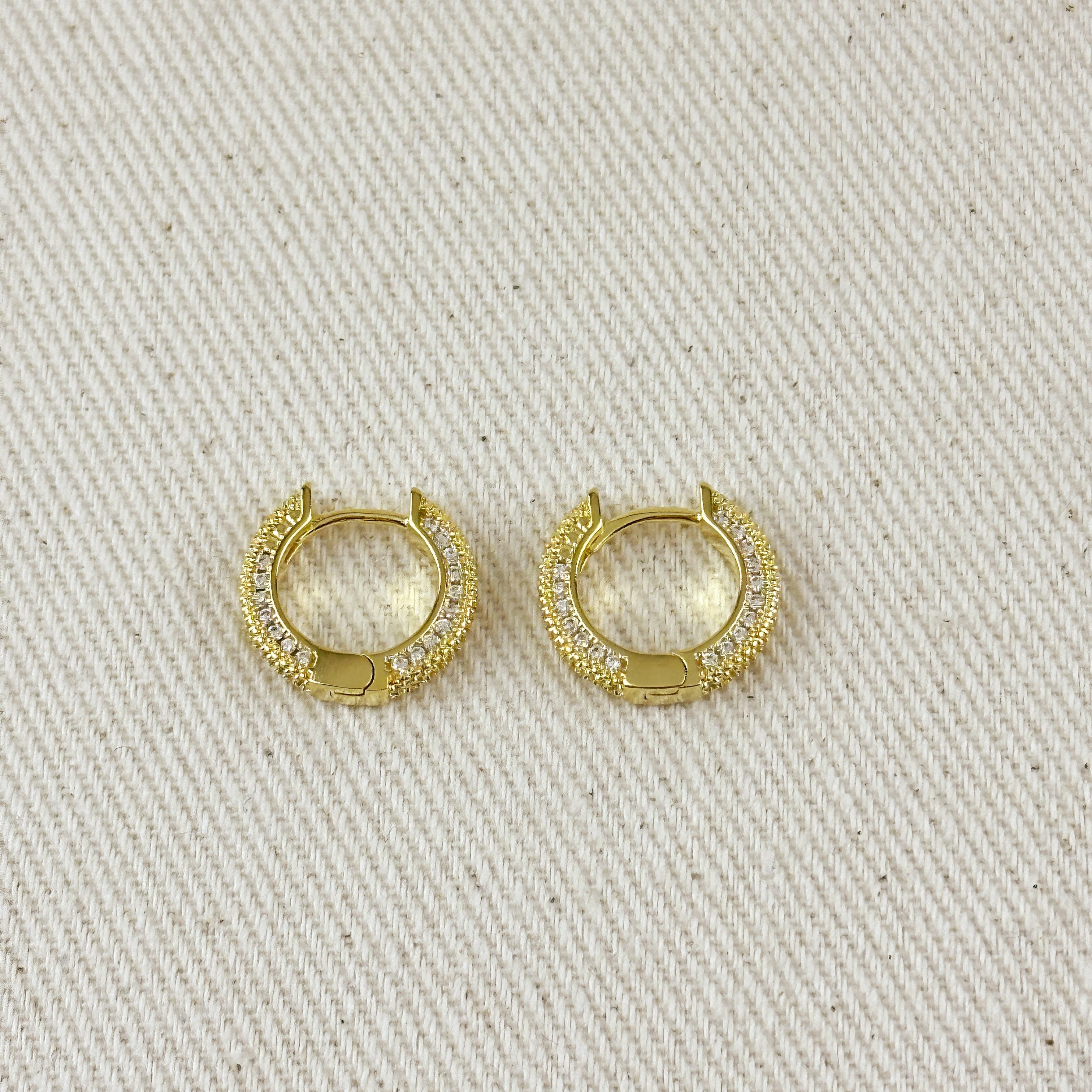 Gold Filled 18k All Around CZ Clicker Hoop Earrings