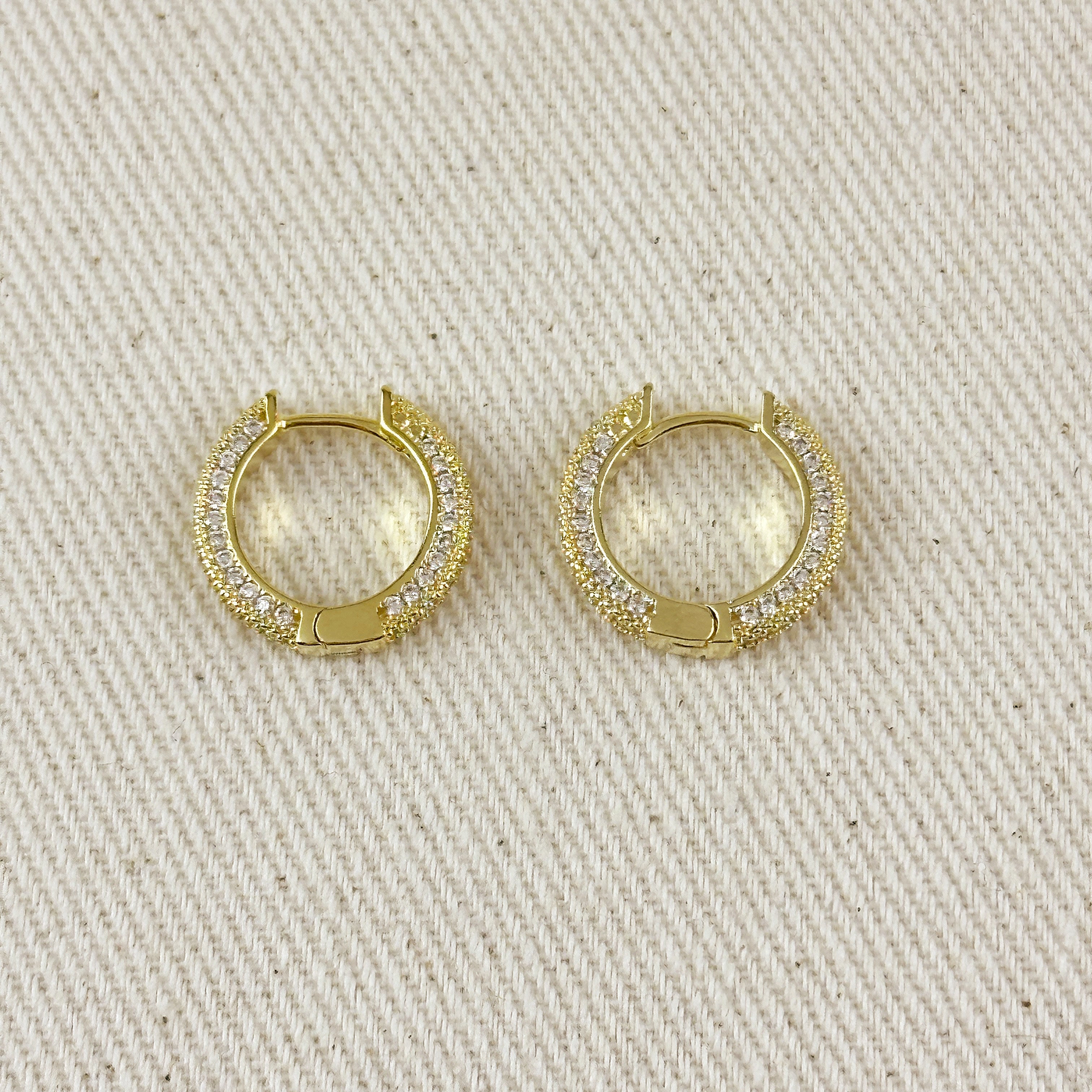 Gold Filled 18k All Around CZ Clicker Hoop Earrings