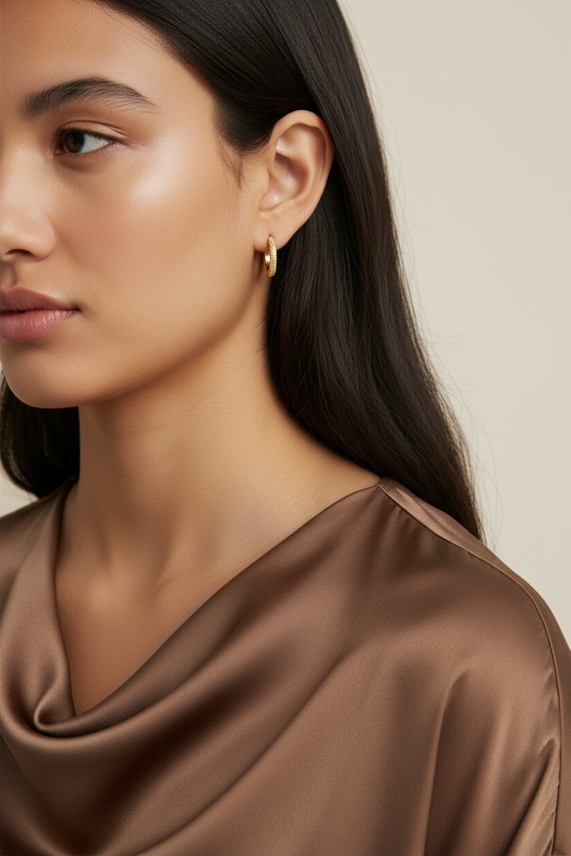 Gold Filled 18k All Around CZ Clicker Hoop Earrings