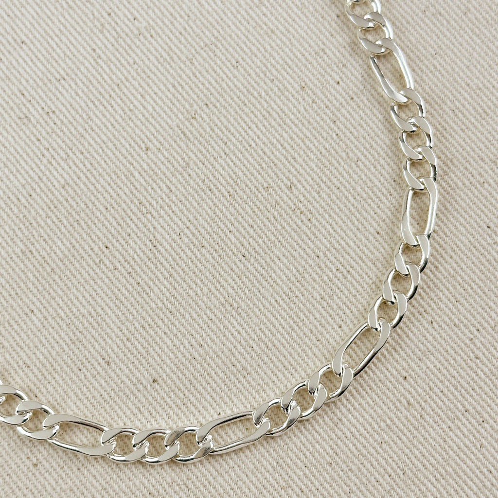 Sterling Silver 7.4mm Figaro 3x1 Chain