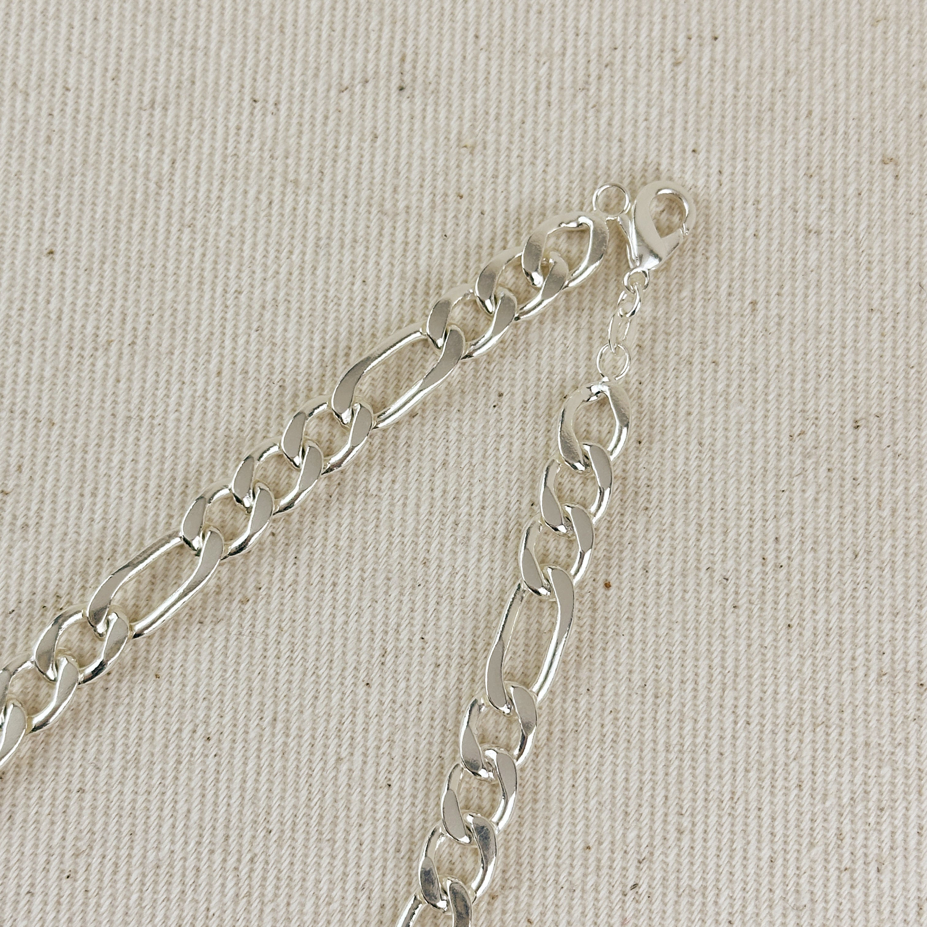 Sterling Silver 7.4mm Figaro 3x1 Chain