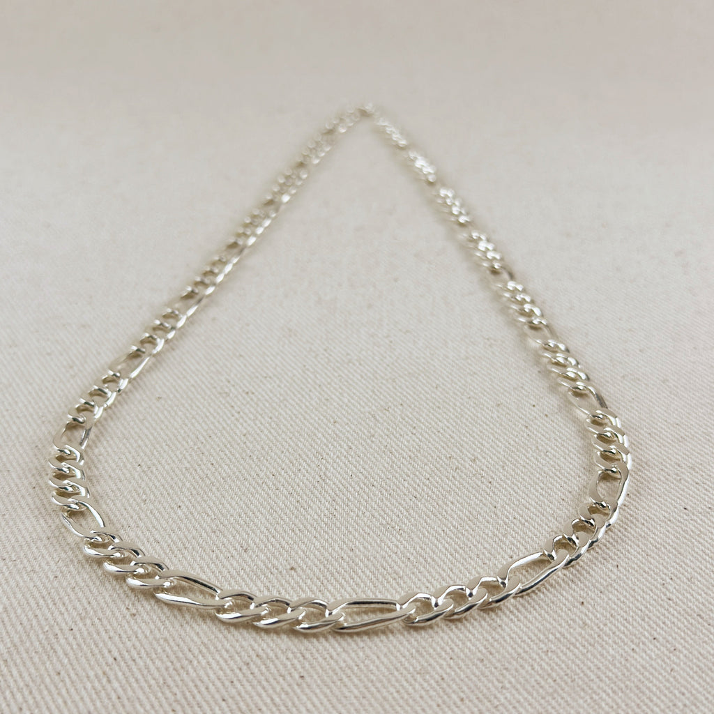 Sterling Silver 7.4mm Figaro 3x1 Chain