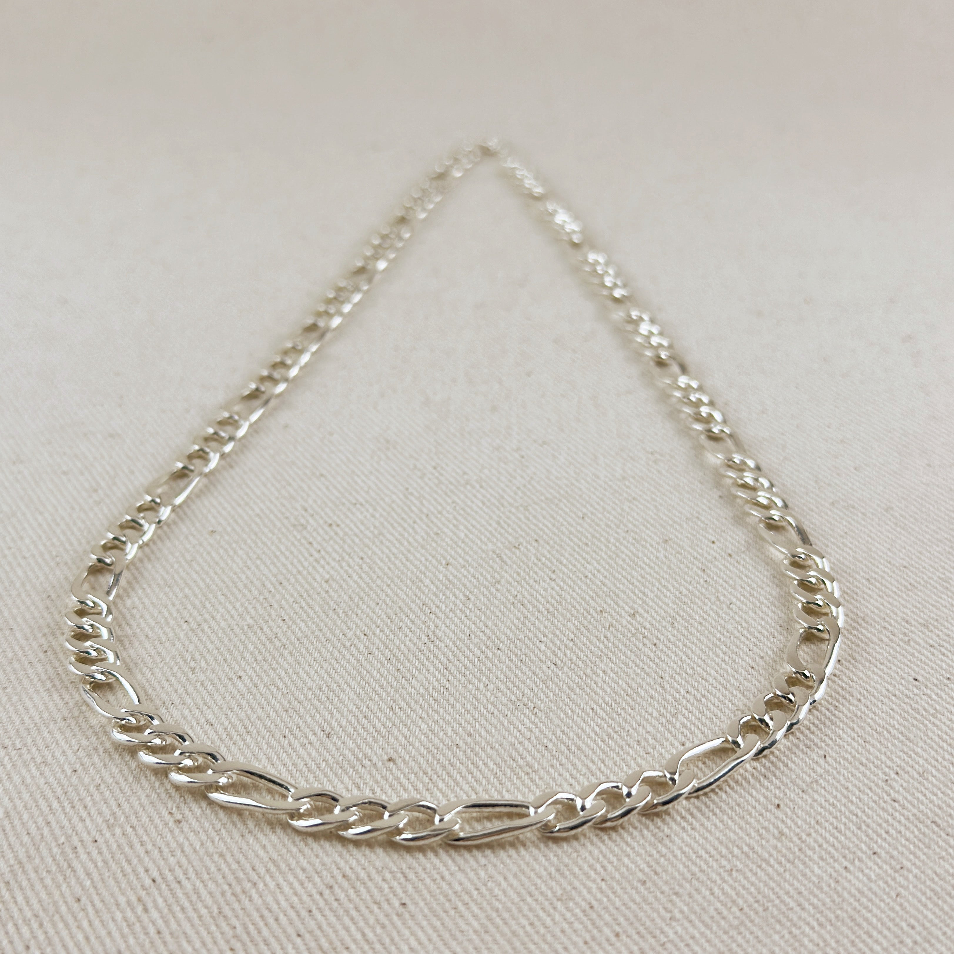 Sterling Silver 7.4mm Figaro 3x1 Chain