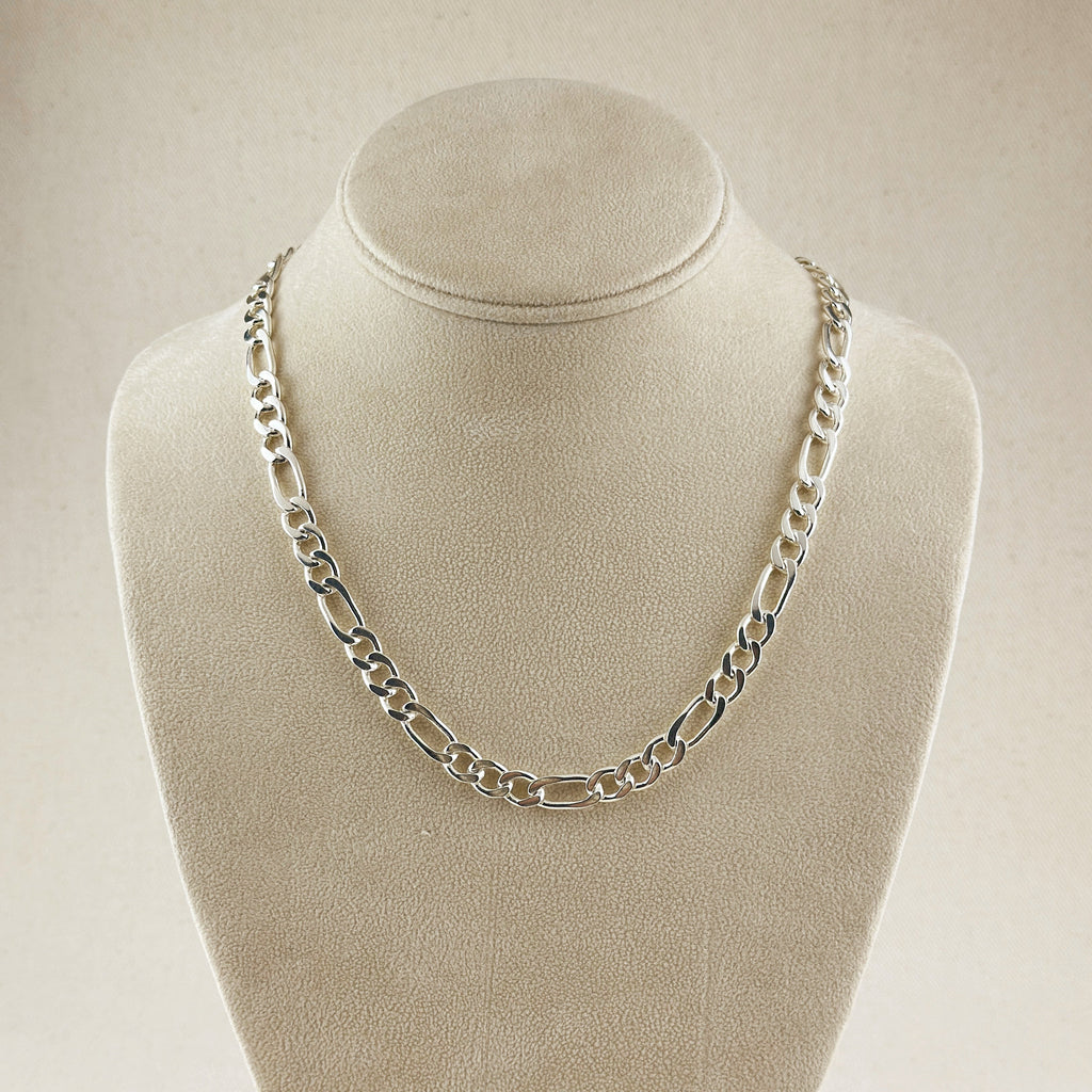 Sterling Silver 7.4mm Figaro 3x1 Chain