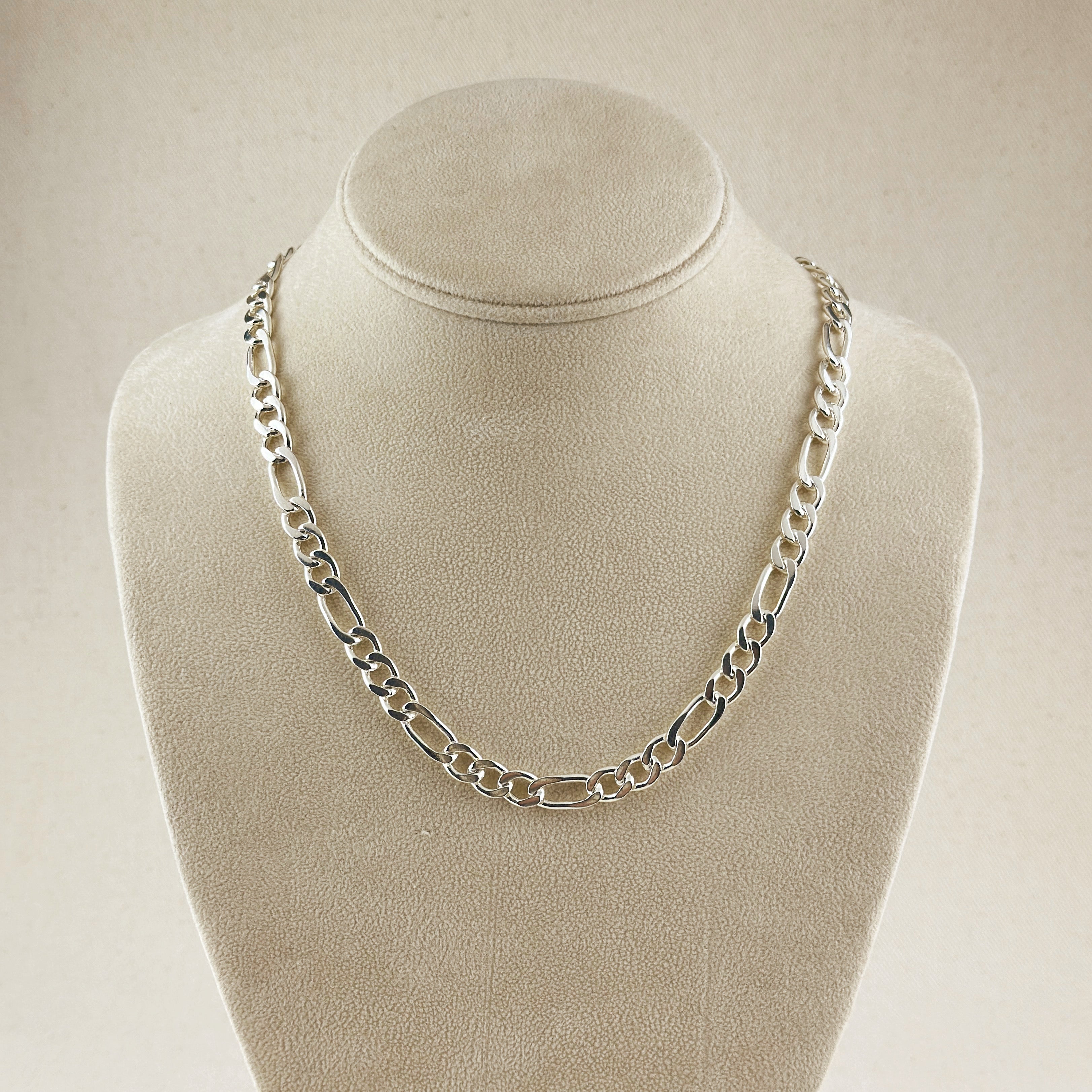 Sterling Silver 7.4mm Figaro 3x1 Chain
