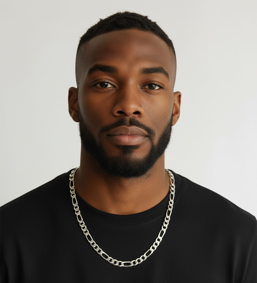 Sterling Silver 7.4mm Figaro 3x1 Chain