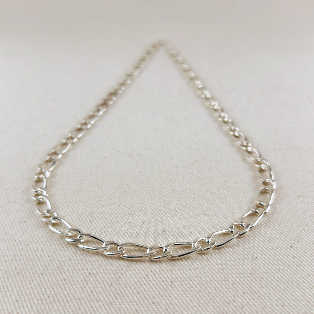 Sterling Silver 7.3mm Figaro 1x1 Chain
