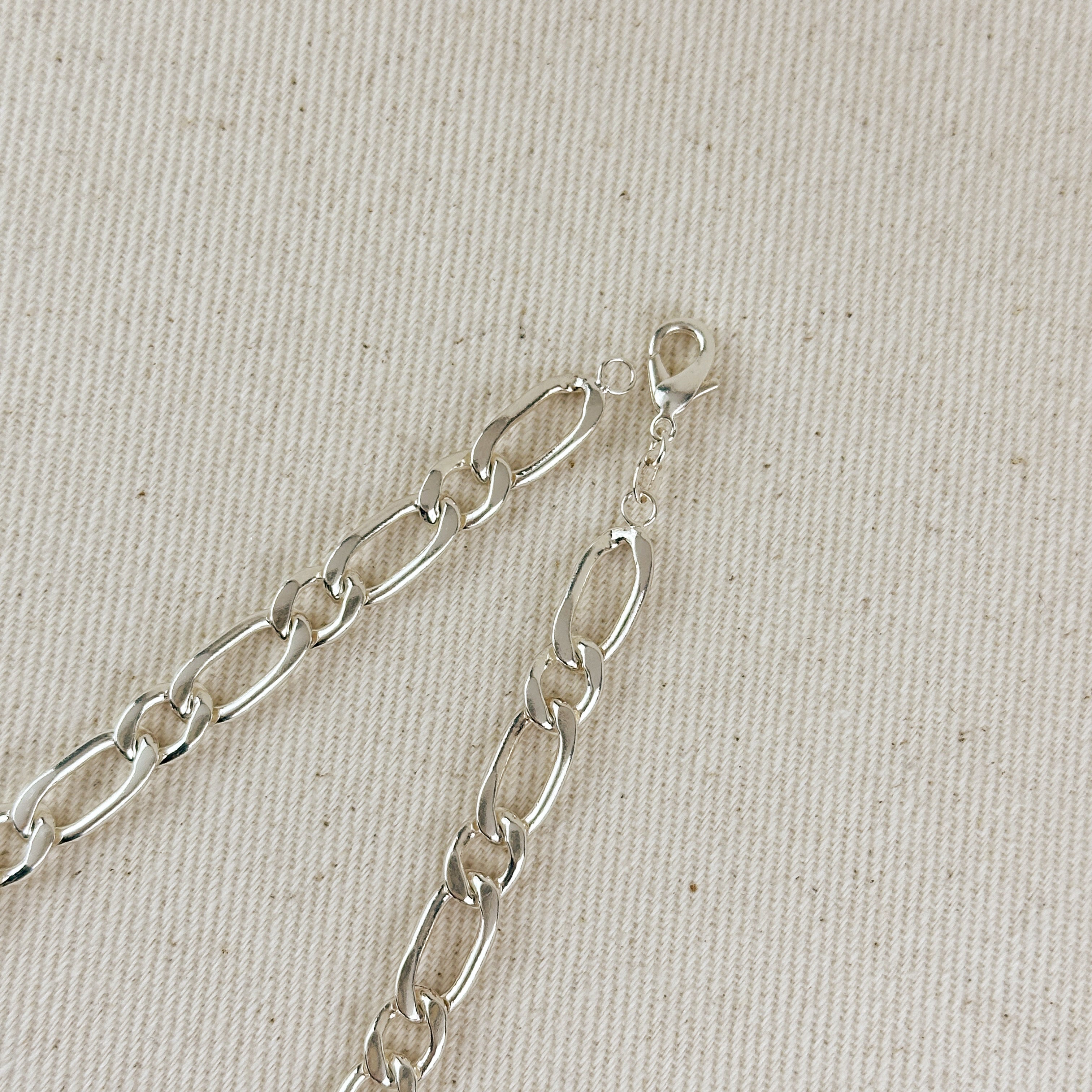 Sterling Silver 7.3mm Figaro 1x1 Chain