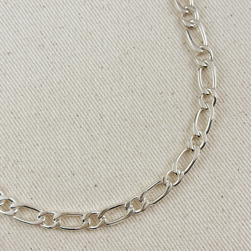 Sterling Silver 7.3mm Figaro 1x1 Chain