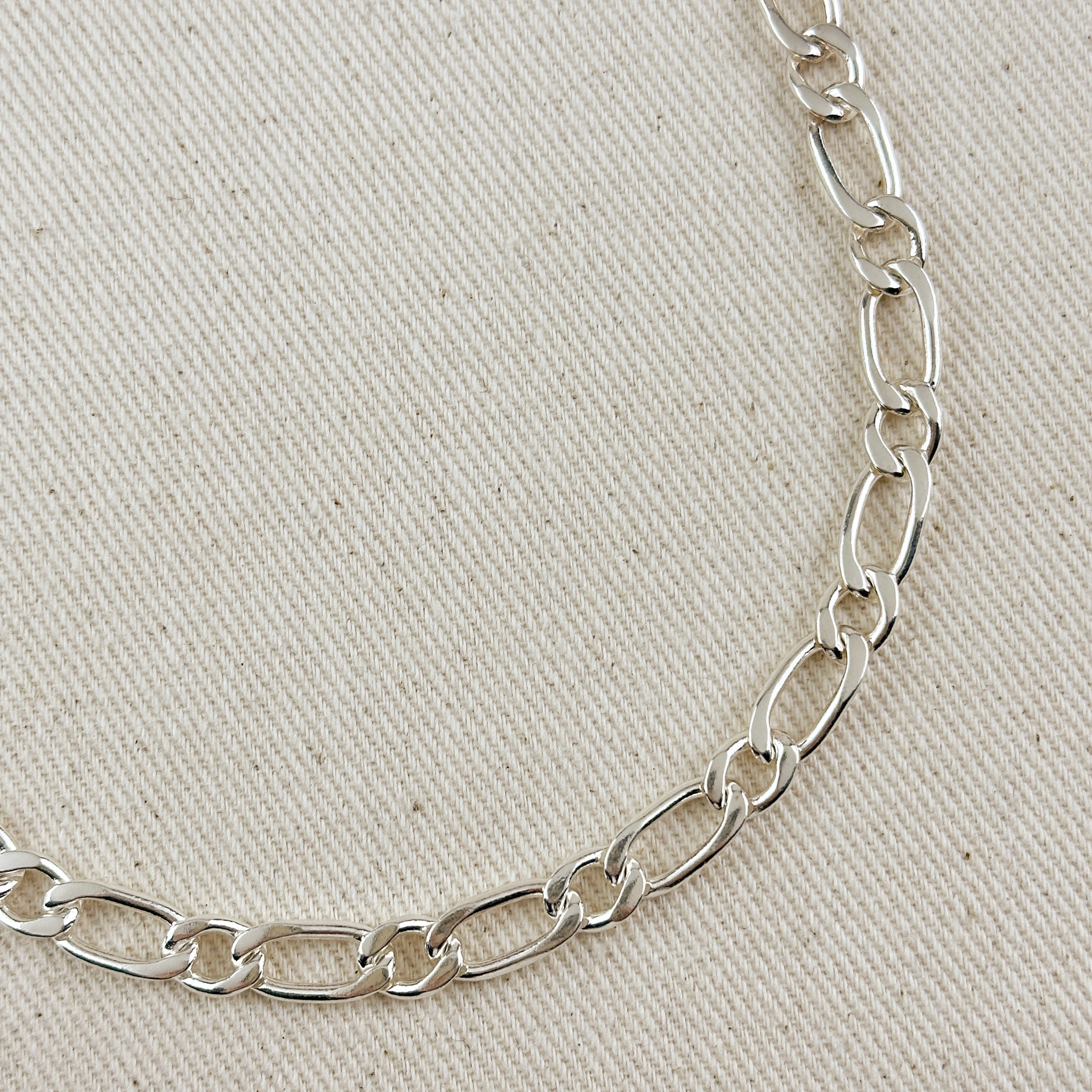 Sterling Silver 7.3mm Figaro 1x1 Chain