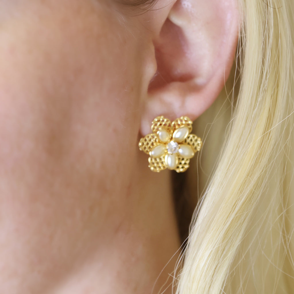 Necklace and Earring Set 18k Gold Filled Mesh Flower