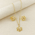 Necklace and Earring Set 18k Gold Filled Mesh Flower