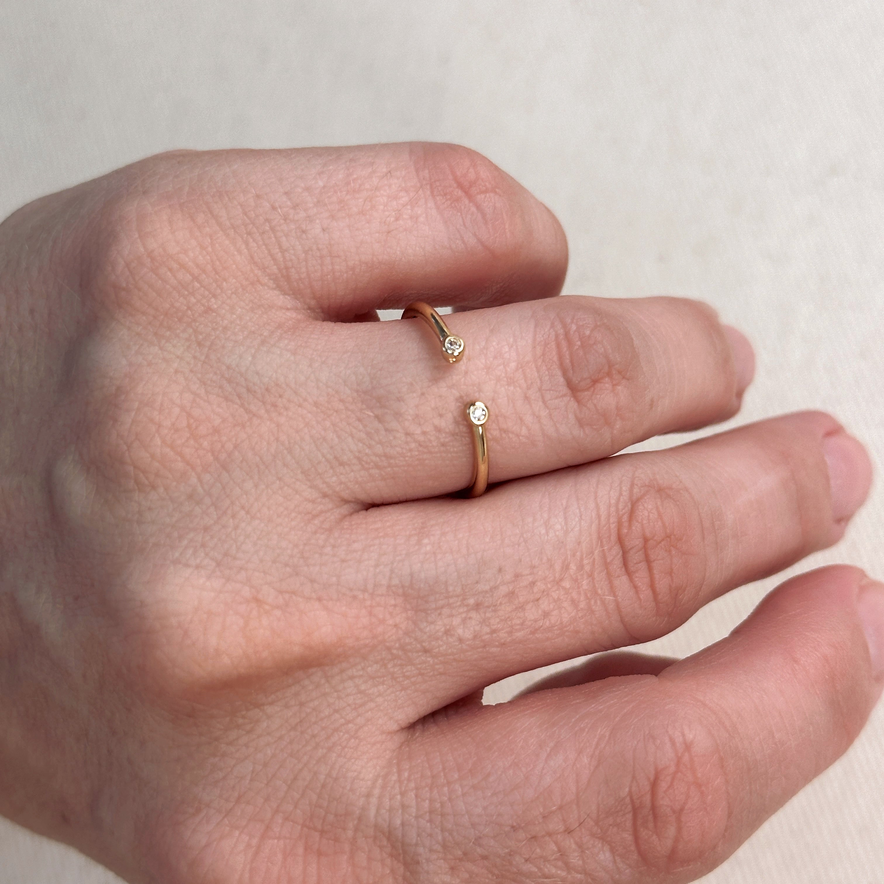 Dainty Open Ring with Micro Bezel Zirconia 18k Gold Filled