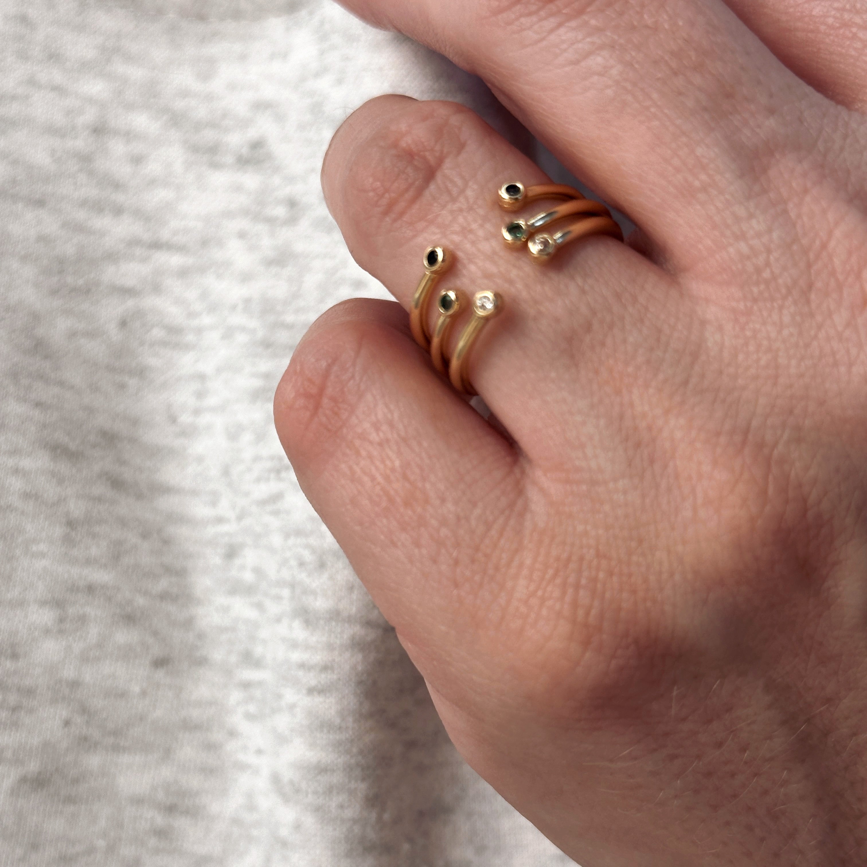 Dainty Open Ring with Micro Bezel Zirconia 18k Gold Filled