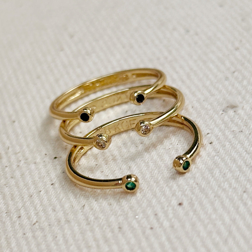 Dainty Open Ring with Micro Bezel Zirconia 18k Gold Filled