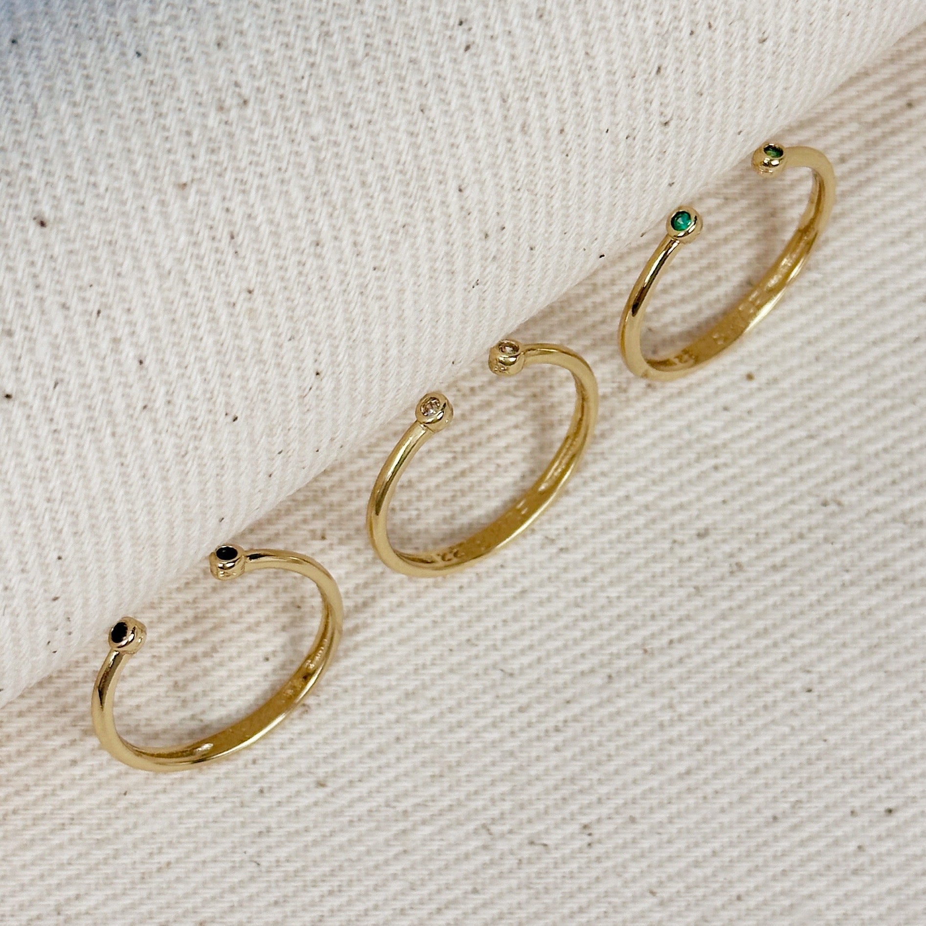 Dainty Open Ring with Micro Bezel Zirconia 18k Gold Filled