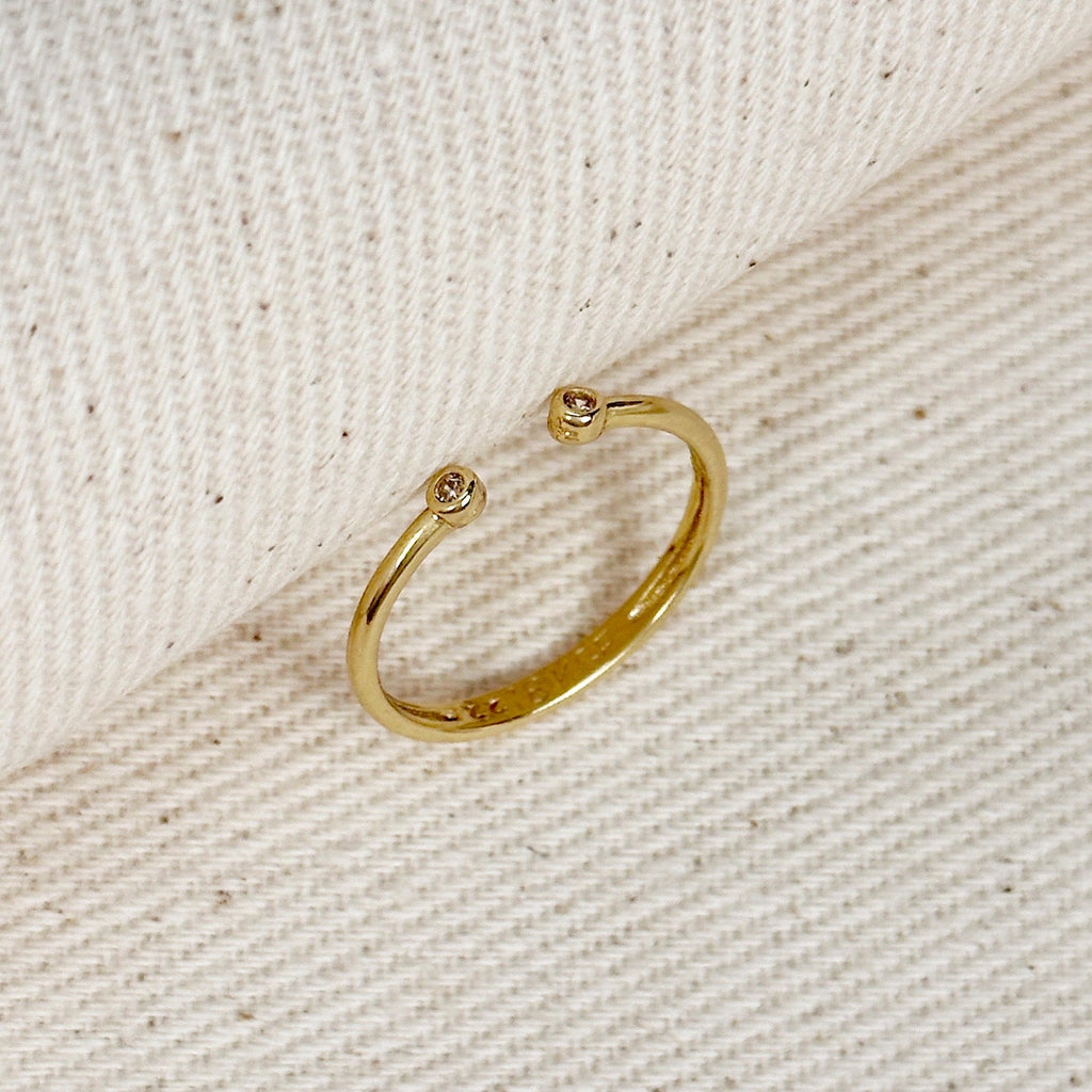 Dainty Open Ring with Micro Bezel Zirconia 18k Gold Filled