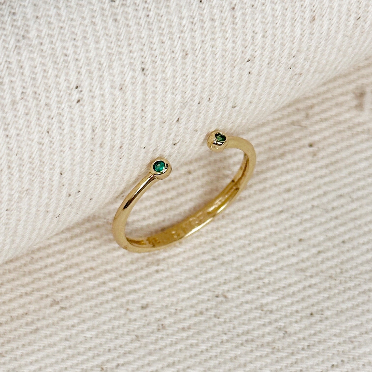 Dainty Open Ring with Micro Bezel Zirconia 18k Gold Filled