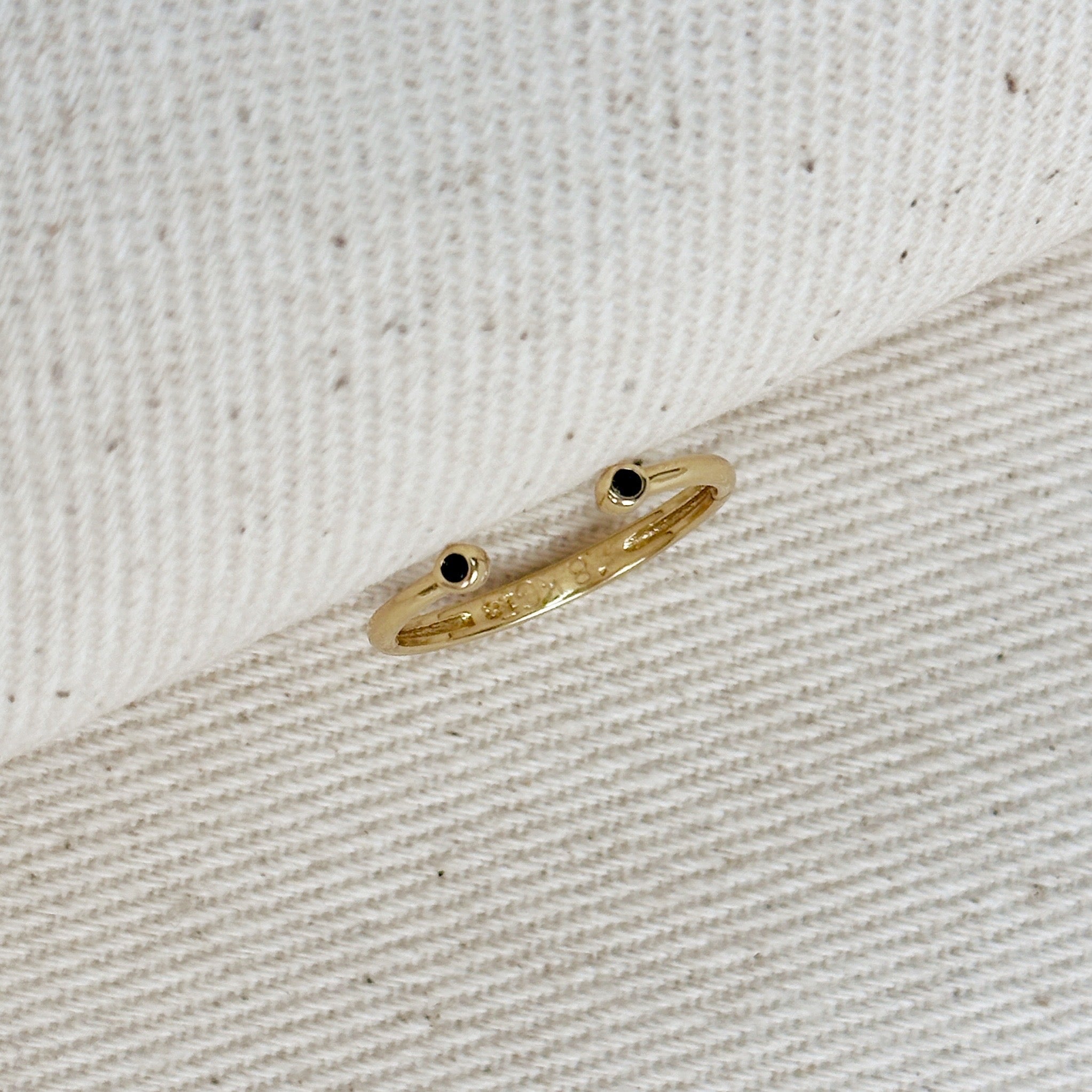 Dainty Open Ring with Micro Bezel Zirconia 18k Gold Filled