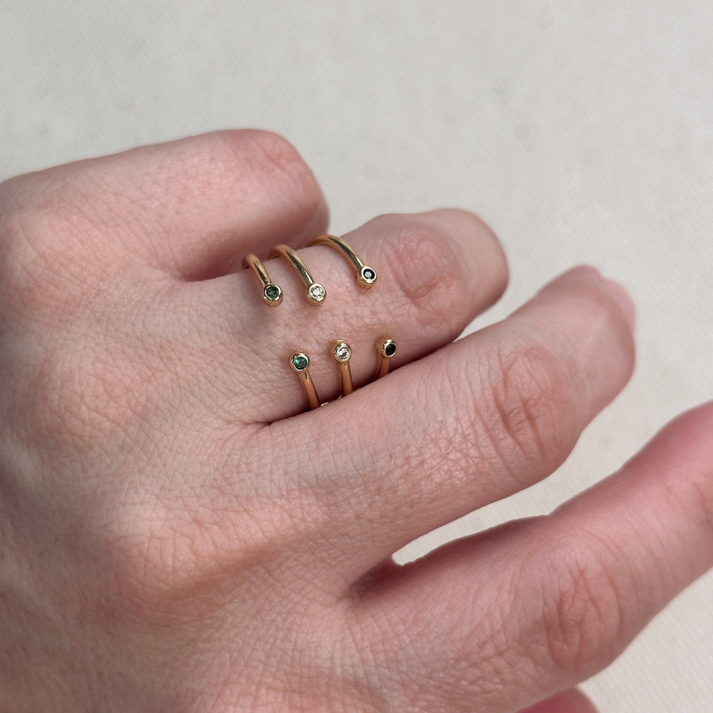 Dainty Open Ring with Micro Bezel Zirconia 18k Gold Filled