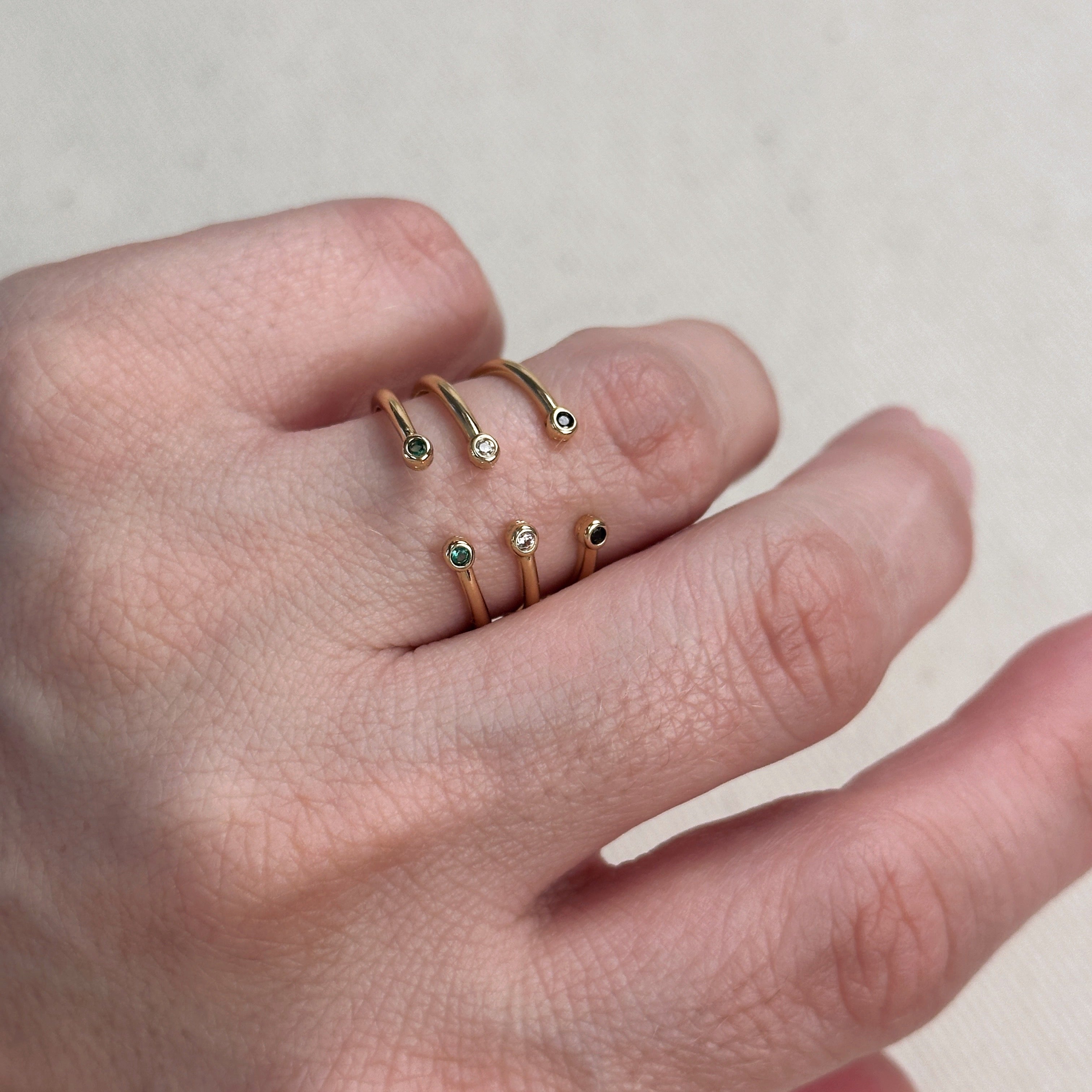 Dainty Open Ring with Micro Bezel Zirconia 18k Gold Filled