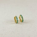 Gold Filled 18k Natural Turquoise Hoop Earrings