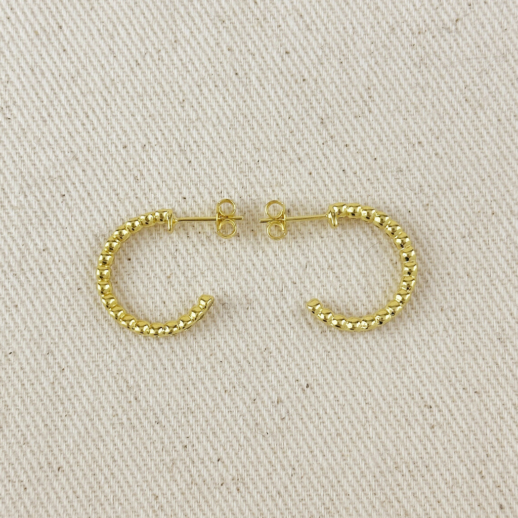 Gold Filled 18k 19mm Bezel CZ C- Hoop Earrings