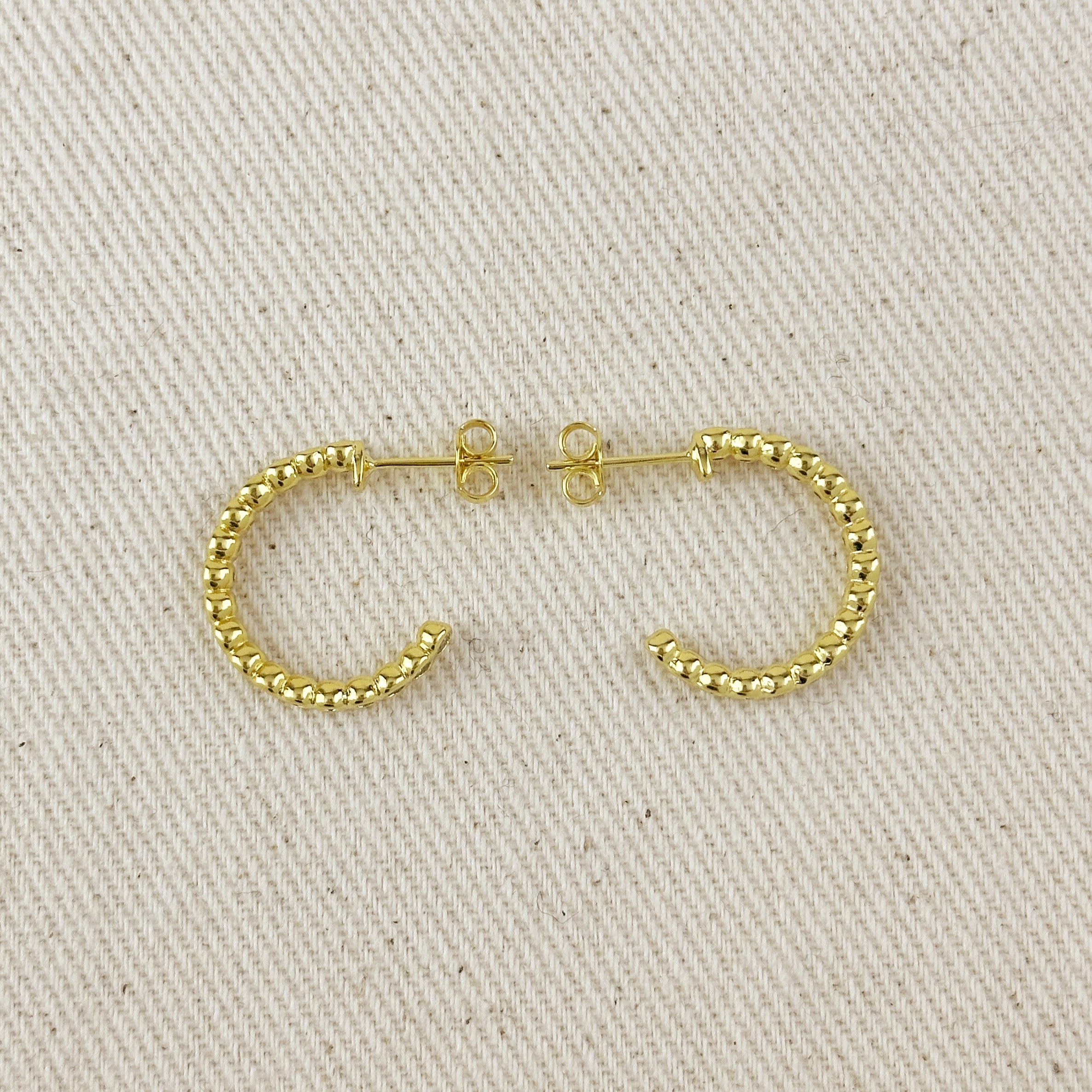 Gold Filled 18k 19mm Bezel CZ C- Hoop Earrings
