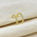 Gold Filled 18k 19mm Bezel CZ C- Hoop Earrings
