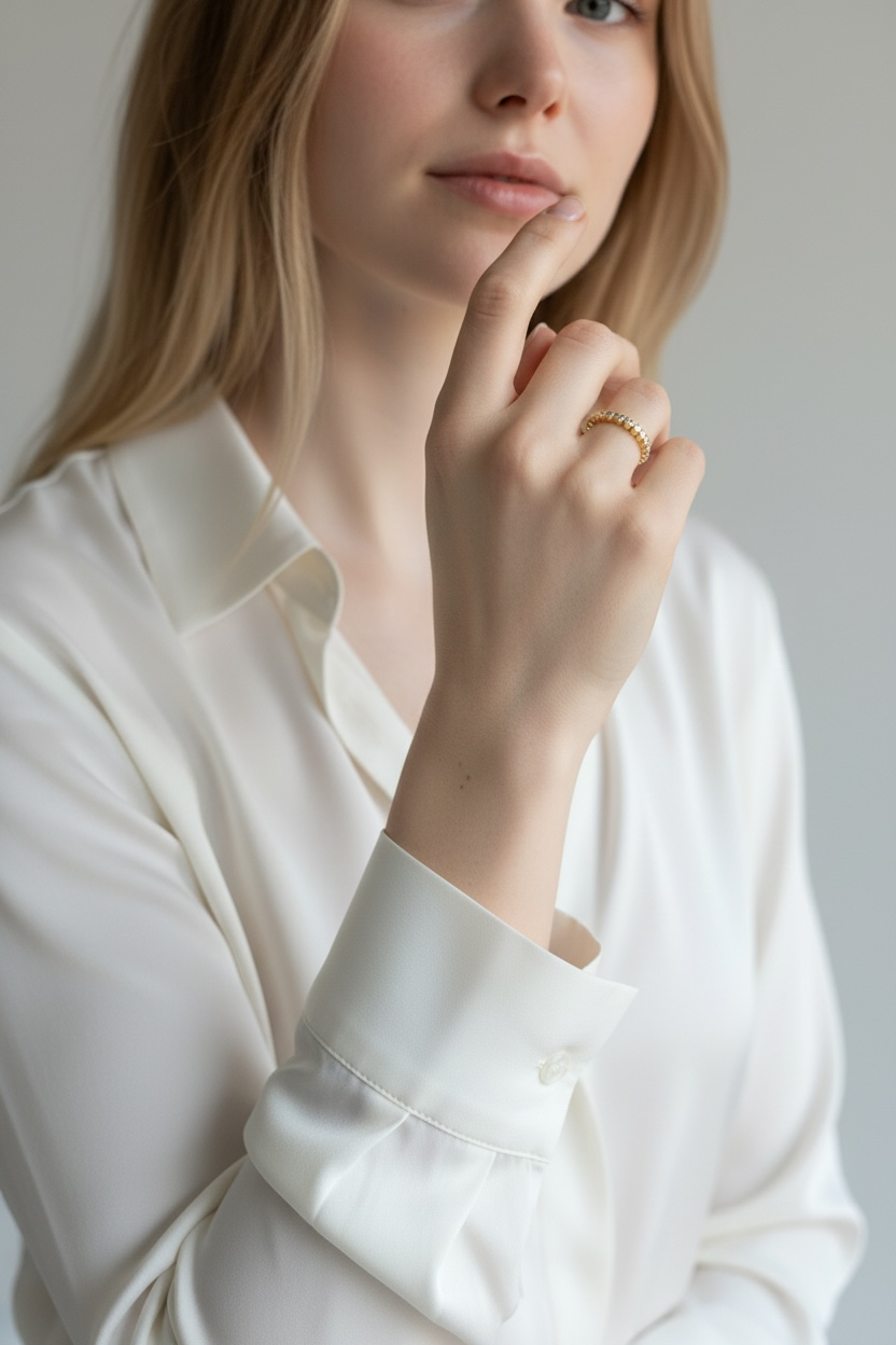Gold Filled 18k Bezel CZ Eternity Band Ring