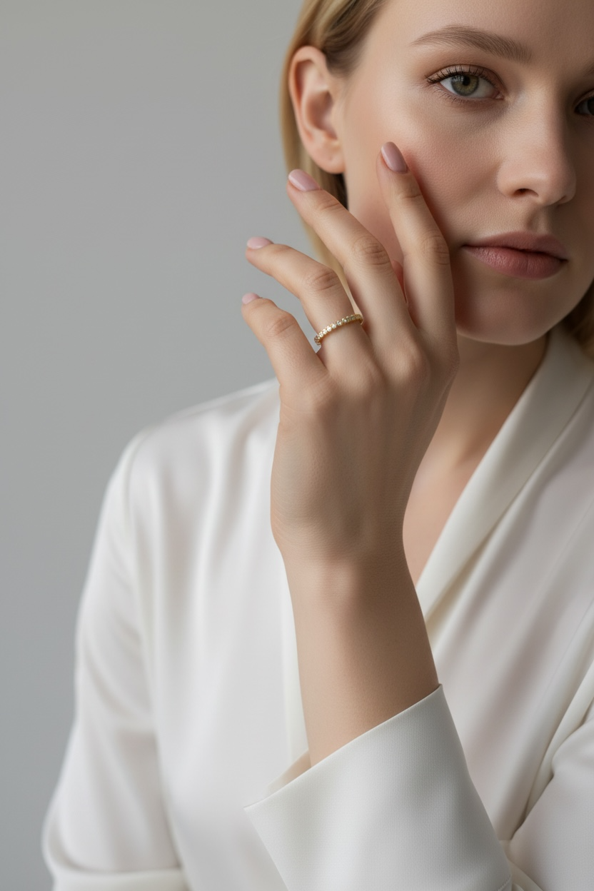 Gold Filled 18k Bezel CZ Eternity Band Ring