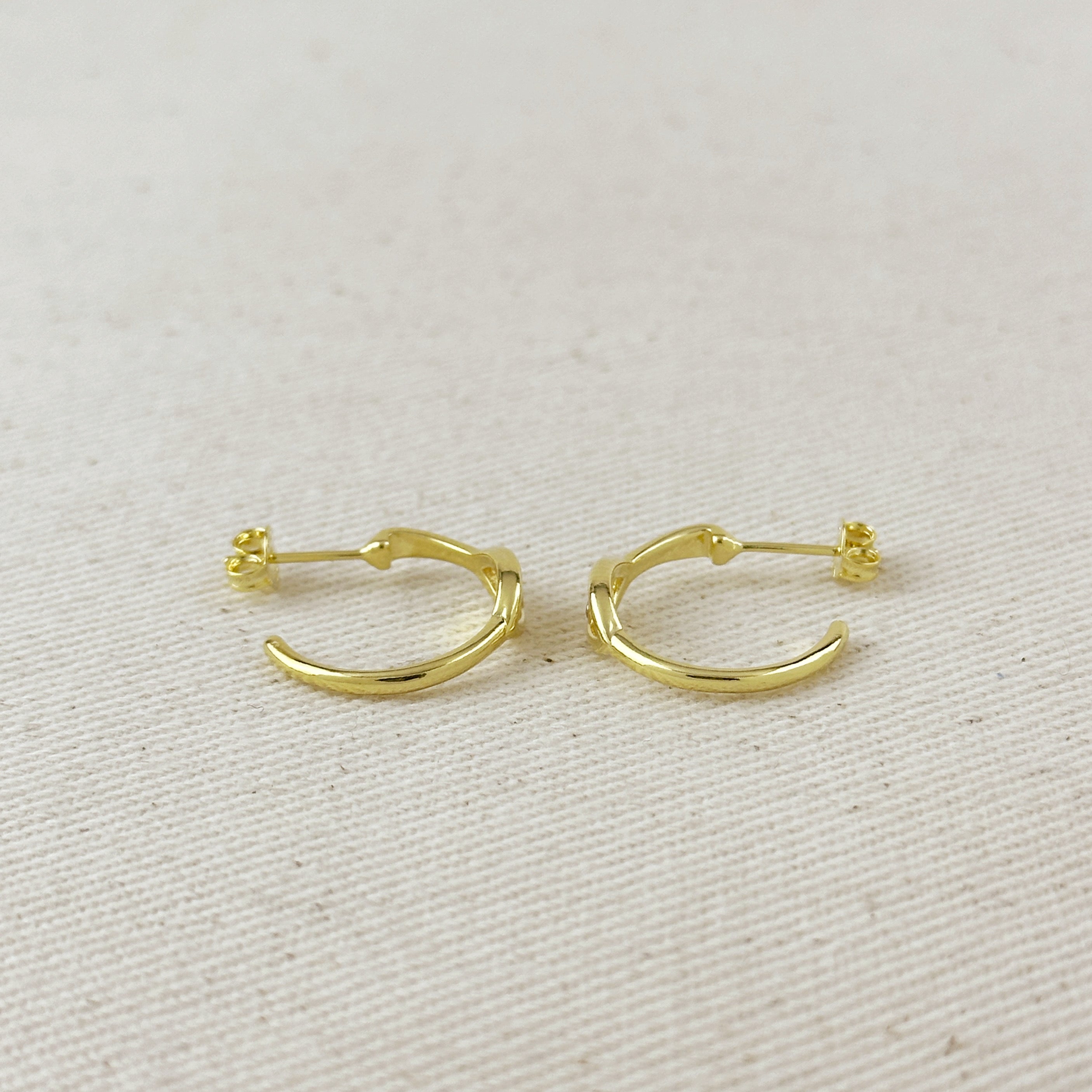 18k Gold Filled CZ Eye C- Hoop Earrings